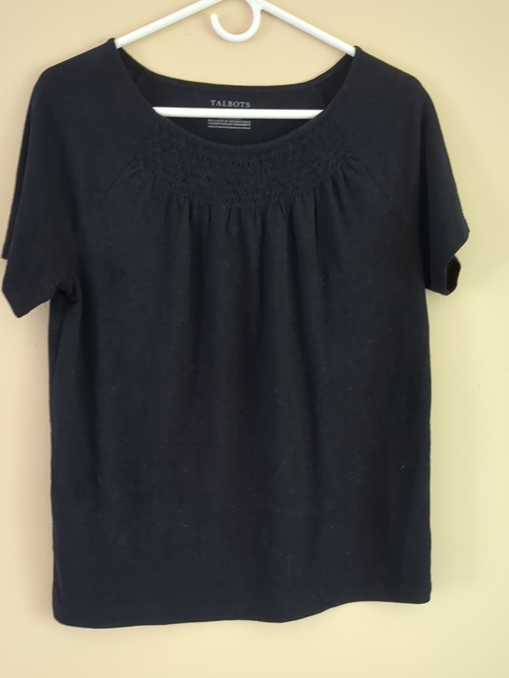 Small Talbots Linen Blend Blue Short Sleeve Shirt Top